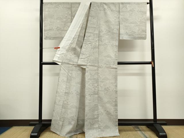 平和屋着物＊夏物　結城紬　夏結城　100亀甲　吉祥文　正絹　逸品　未使用　CABB2383ze