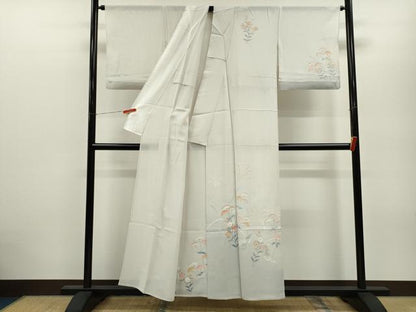 平和屋着物＊夏物 訪問着 絽 雀 草花文 金彩 正絹 逸品 CABB2386ze