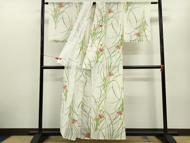 平和屋着物＊夏物 小紋 絽 燕子花 正絹 逸品 CABB2390ze