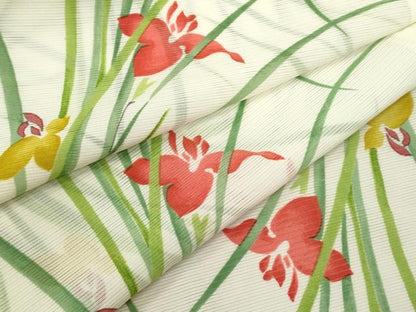 平和屋着物＊夏物 小紋 絽 燕子花 正絹 逸品 CABB2390ze