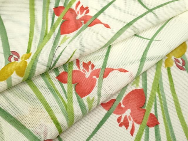平和屋着物＊夏物 小紋 絽 燕子花 正絹 逸品 CABB2390ze