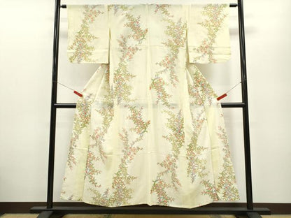 平和屋着物＊夏物 小紋 絽 枝花文 正絹 逸品 CABB2392ze