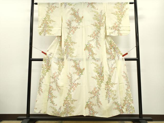 平和屋着物＊夏物 小紋 絽 枝花文 正絹 逸品 CABB2392ze
