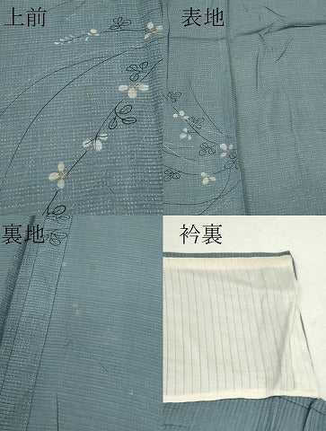平和屋着物＊夏物 小紋 絽 手描き 萩 銀彩 正絹 逸品 CABB2393ze