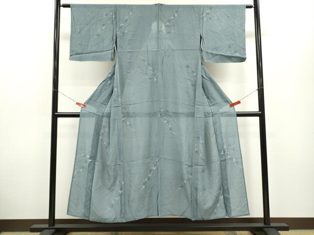 平和屋着物＊夏物 小紋 絽 手描き 萩 銀彩 正絹 逸品 CABB2393ze
