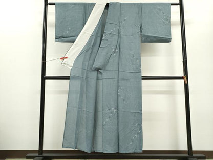 平和屋着物＊夏物 小紋 絽 手描き 萩 銀彩 正絹 逸品 CABB2393ze