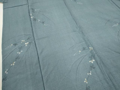 平和屋着物＊夏物 小紋 絽 手描き 萩 銀彩 正絹 逸品 CABB2393ze