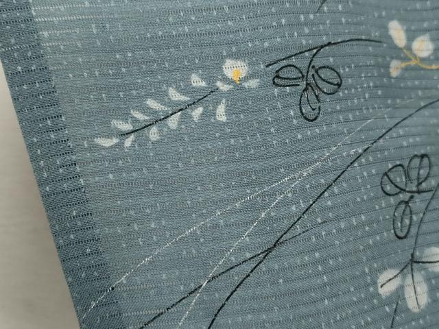 平和屋着物＊夏物 小紋 絽 手描き 萩 銀彩 正絹 逸品 CABB2393ze