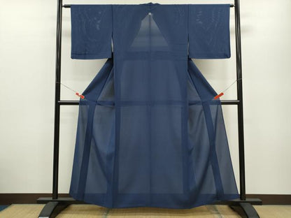 平和屋着物＊夏物 色無地 絽 紺青色 正絹 逸品 未使用 CABB2394ze