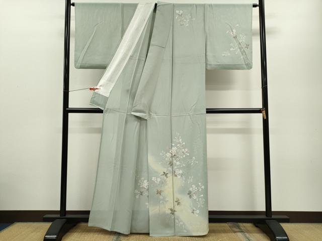平和屋着物＊夏物 訪問着 絽 駒刺繍 枝花文 暈し染め