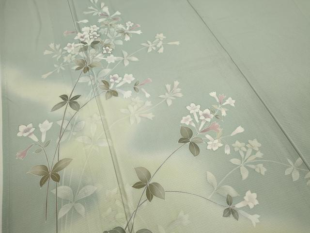 平和屋着物＊夏物　訪問着　絽　駒刺繍　枝花文　暈し染め　金彩　正絹　逸品　CABB2396ze 平和屋着物＊夏物 訪問着 絽 駒刺繍 枝花文 暈し染め