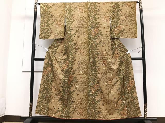 平和屋着物■上質な小紋　籠目吉祥花文　金彩　正絹　逸品　CABB2413xi