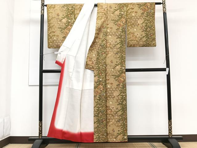 平和屋着物■上質な小紋　籠目吉祥花文　金彩　正絹　逸品　CABB2413xi