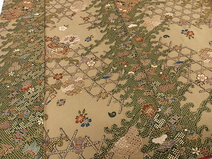 平和屋着物■上質な小紋　籠目吉祥花文　金彩　正絹　逸品　CABB2413xi