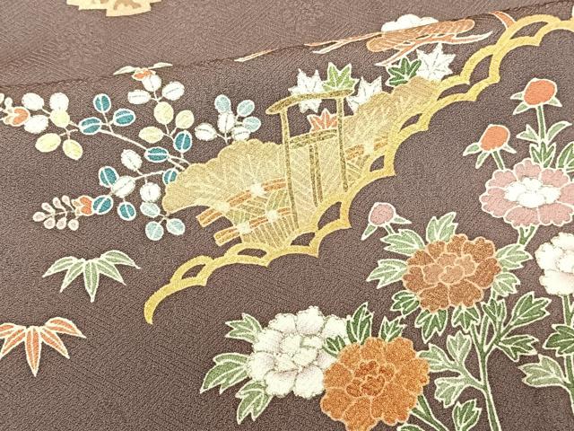 平和屋着物□訪問着 駒刺繍 風景花文 金彩 正絹 逸品 CABB2415xi