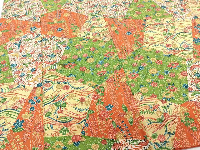 平和屋着物■上質な小紋　型染め　切嵌花唐草文　正絹　逸品　CABB2444xi
