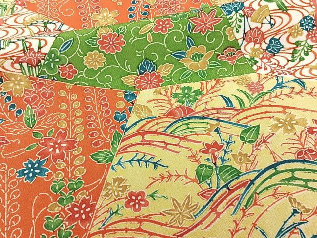 平和屋着物■上質な小紋　型染め　切嵌花唐草文　正絹　逸品　CABB2444xi