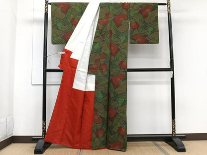 平和屋着物■上質な紬　幾何学文様　正絹　逸品　未使用　CABB2466xi