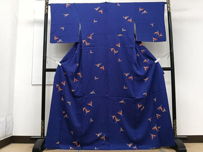 平和屋着物■上質な小紋　飛鶴文　銀彩　正絹　逸品　CABB2484xi