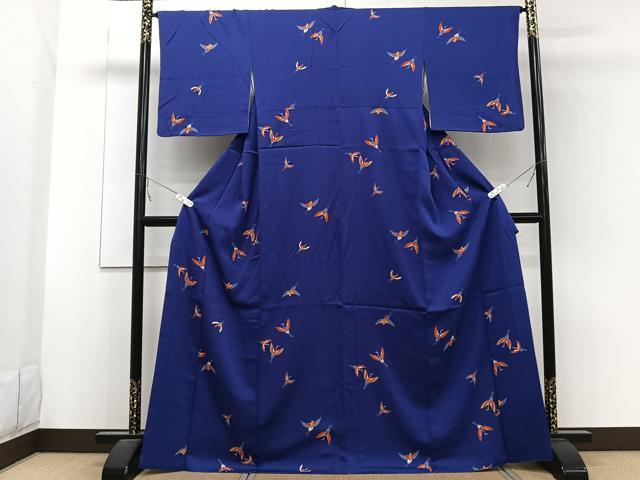 平和屋着物■上質な小紋　飛鶴文　銀彩　正絹　逸品　CABB2484xi