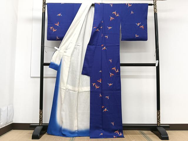 平和屋着物■上質な小紋　飛鶴文　銀彩　正絹　逸品　CABB2484xi