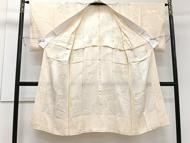 平和屋着物■長襦袢　無双仕立て　道長地紋　雄黄色　正絹　逸品　CABB2494xi