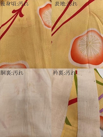 平和屋着物□アンティーク 大正ロマン 長襦袢 袷 舞花文 暈し染め 金彩