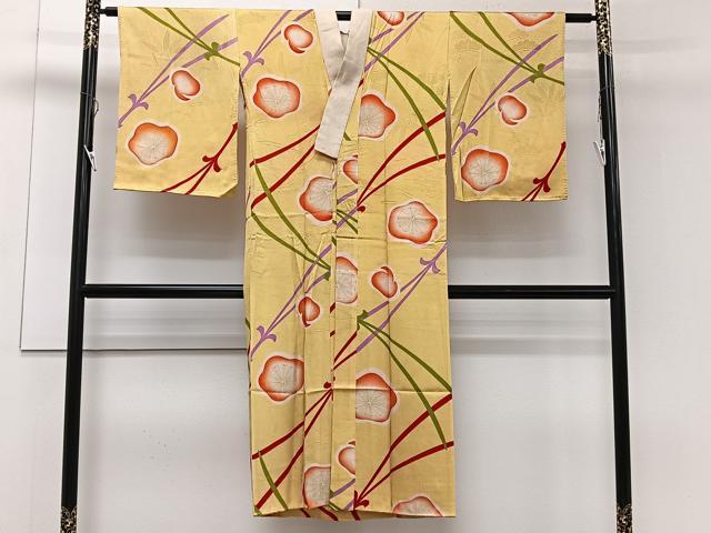 平和屋着物□アンティーク 大正ロマン 長襦袢 袷 舞花文 暈し染め 金彩