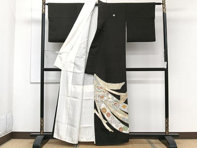 平和屋着物■豪華黒留袖　駒刺繍　鬘帯花丸文　金彩　正絹　逸品　CABB2503xi