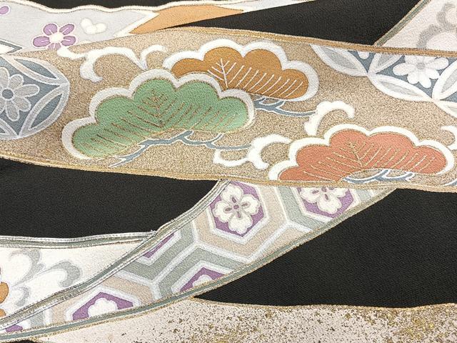 平和屋着物■豪華黒留袖　駒刺繍　鬘帯花丸文　金彩　正絹　逸品　CABB2503xi