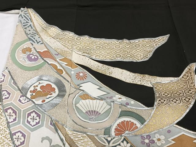 平和屋着物■豪華黒留袖　駒刺繍　鬘帯花丸文　金彩　正絹　逸品　CABB2503xi
