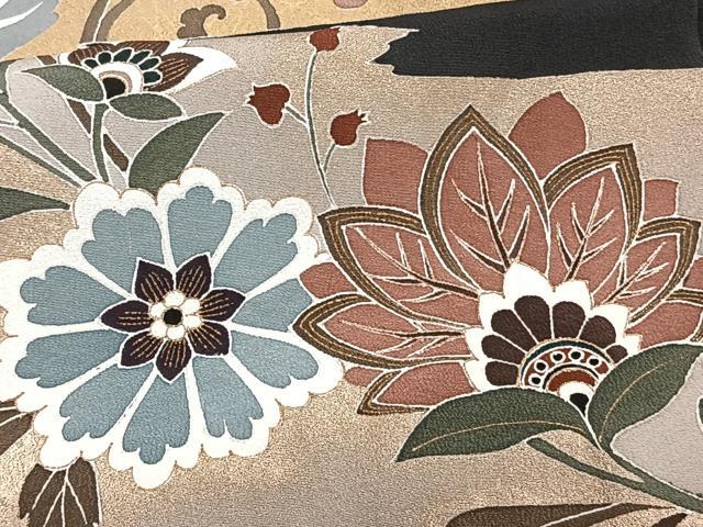平和屋着物■豪華黒留袖　刺繍　更紗花文　金彩　正絹　逸品　CABB2507xi