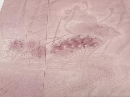 平和屋着物■色留訪問着　刺繍　檜扇花文　暈し染め　正絹　逸品　CABB2509xi