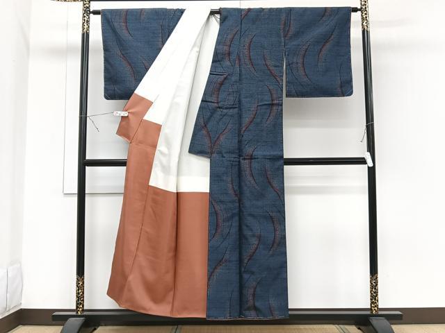 平和屋着物■上質な紬 幾何学文様 正絹 逸品 未使用 CABB2547xi