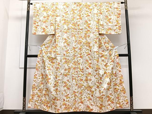 平和屋着物■上質な小紋　吉祥花文　金彩　正絹　逸品　CABB2550xi