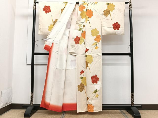 平和屋着物■上質な小紋　地紋お越し　枝花文　正絹　逸品　CABB2558xi
