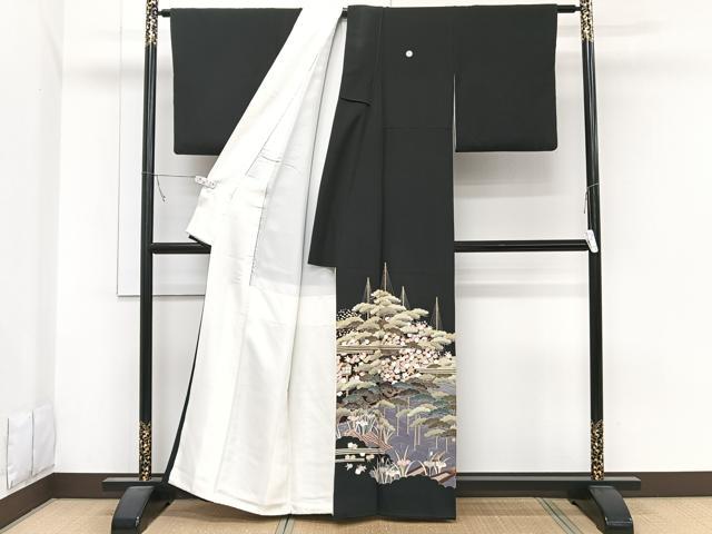 平和屋着物■豪華黒留袖　友禅　作家物　風景文　暈し染め　正絹　逸品　CABB2574xi