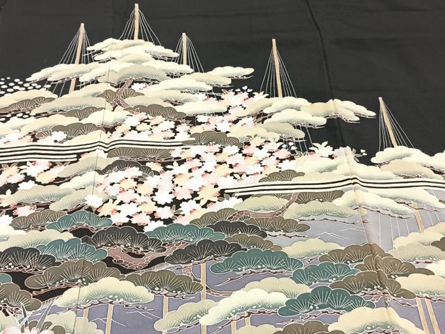 平和屋着物■豪華黒留袖　友禅　作家物　風景文　暈し染め　正絹　逸品　CABB2574xi