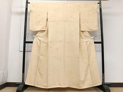 平和屋着物■上質な小紋　地紋お越し　舞花文　正絹　逸品　CABB2588xi