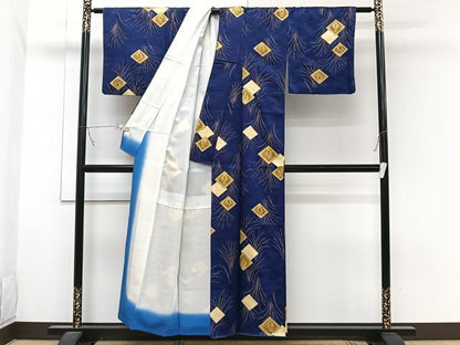 平和屋着物■上質な小紋　鶴菱　金彩　正絹　逸品　CABB2592xi