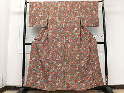 平和屋着物■上質な小紋　陶器更紗花文　正絹　逸品　CABB2606xi