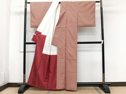 平和屋着物■上質な小紋　紬地　花尽し　正絹　逸品　CABB2610xi
