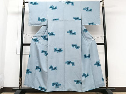 平和屋着物■上質な小紋　ろうけつ染め　幾何学文様　正絹　逸品　CABB2617xi