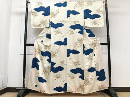 平和屋着物■上質な小紋　雲取り花籠文　金彩　正絹　逸品　CABB2629xi