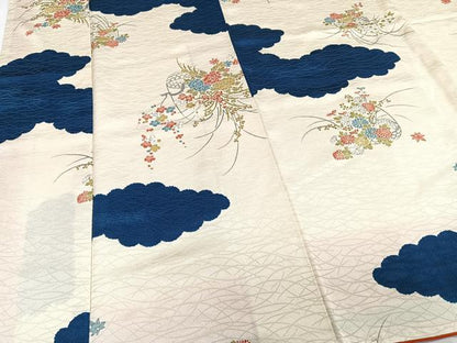 平和屋着物■上質な小紋　雲取り花籠文　金彩　正絹　逸品　CABB2629xi