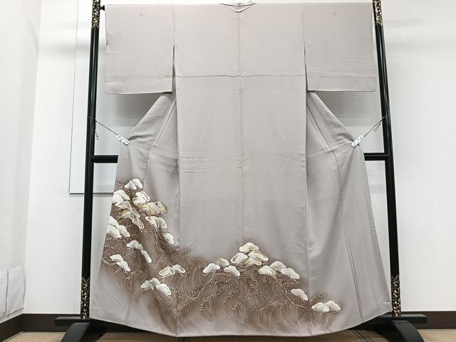 平和屋着物■豪華色留袖 手描き 刺繍 立波松文 暈し染め 金銀彩 正絹 逸品 CABB2656xi