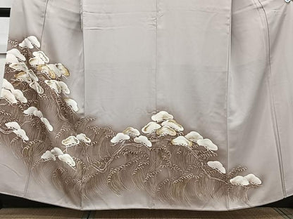 平和屋着物■豪華色留袖 手描き 刺繍 立波松文 暈し染め 金銀彩 正絹 逸品 CABB2656xi