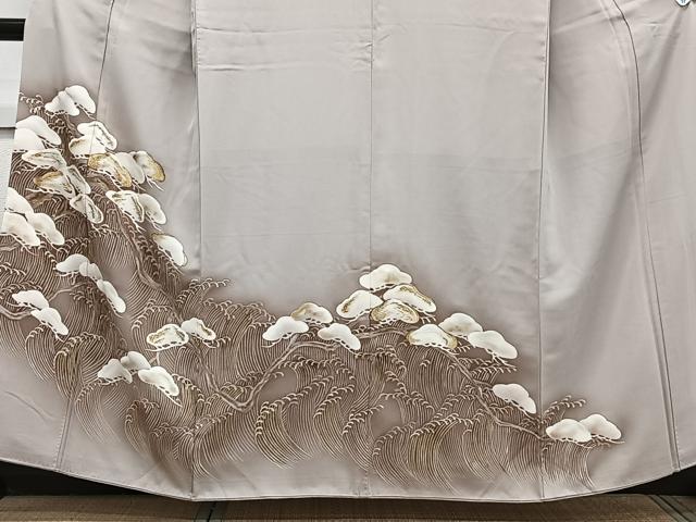 平和屋着物■豪華色留袖 手描き 刺繍 立波松文 暈し染め 金銀彩 正絹 逸品 CABB2656xi
