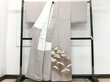 平和屋着物■豪華色留袖 手描き 刺繍 立波松文 暈し染め 金銀彩 正絹 逸品 CABB2656xi