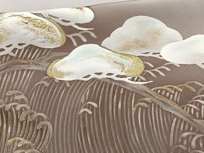 平和屋着物■豪華色留袖 手描き 刺繍 立波松文 暈し染め 金銀彩 正絹 逸品 CABB2656xi